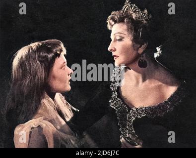 Dame Judi Dench's professional stage debut as Ophelia with Coral Browne as Gertrude in 'Hamlet', produced by the London Old Vic Company. Colourised version of: 10511457       Date: 1957 Stock Photo