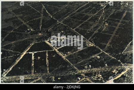 An aerial view of the proposed location for the 1932 Athens Exhibition in Greece - now covered with smart housing set amongst the trees. Colourised version of: 10645515       Date: circa 1930 Stock Photo