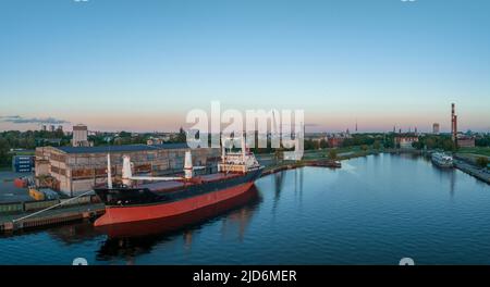 Aerial view of the port and wharf in Riga Latvia Stock Photo