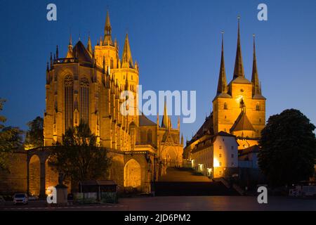 Germany, Thuringia, Erfurt, Dom of St Mary, St Severin's Church, Stock Photo