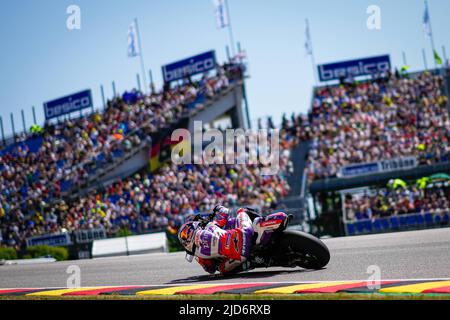 Hohenstein Ernstthal, Germany. 18th June, 2022. Qualifying for MotoGP Liqui Moly Motorrad Grand Prix Deutschland at Sachsenring Circuit. June 18, 2022 In picture: 89 Jorge Martin Clasificacion del Gran Premio Liqui Moly Motorrad de MotoGP de Alemania en el Circuito de Sachsenring, 18 de Junio de 2022 POOL/ MotoGP.com/Cordon Press Images will be for editorial use only. Mandatory credit: © MotoGP.com Credit: CORDON PRESS/Alamy Live News Stock Photo