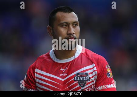 Warrington, UK. 18th June, 2022. Ligi Sao #8 of Combined Nations All Stars during the game in Warrington, United Kingdom on 6/18/2022. (Photo by James Heaton/News Images/Sipa USA) Credit: Sipa USA/Alamy Live News Stock Photo