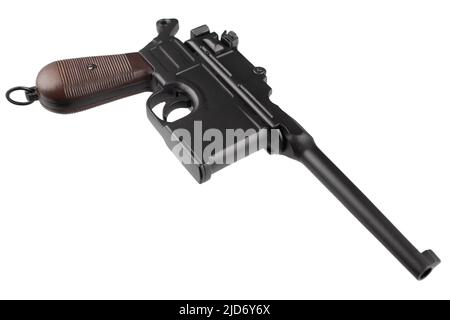 German WWI era pistol model 1896 isolated on white background. Stock Photo