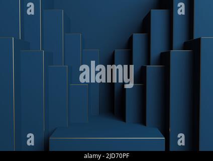 Dark, aqua blue 3D rendering product display podium or stand with ...