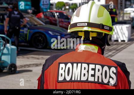 Circuito del Jarama, San Sebastian de los Reyes, Spain. 18th June, 2022. FIA ETCR - eTouring Car World Cup 2022. Fire service personnel. Credit: EnriquePSans/Alamy Live News Stock Photo