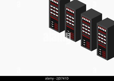 Isometric server equipment. Vector illustration. Stock Vector