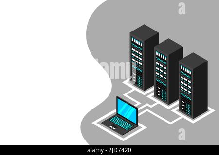 Isometric server equipment. Vector illustration. Stock Vector