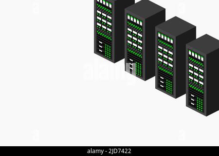 Isometric server equipment. Vector illustration. Stock Vector
