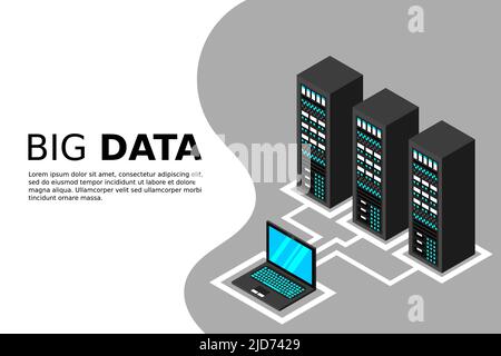 Isometric server equipment. Vector illustration. Stock Vector