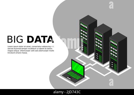 Isometric server equipment. Vector illustration. Stock Vector