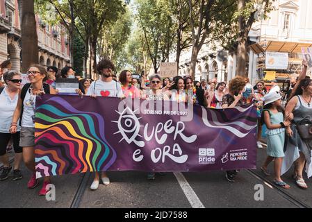 Turin, Turin, Italy. 18th June, 2022. Head of hte parade of the ''Turin Pride' (Credit Image: © Matteo Secci/ZUMA Press Wire) Credit: ZUMA Press, Inc./Alamy Live News Stock Photo