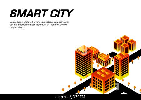 Isometric Future City. Real estate and construction industry concept. Virtual reality. Vector illustration. Stock Vector