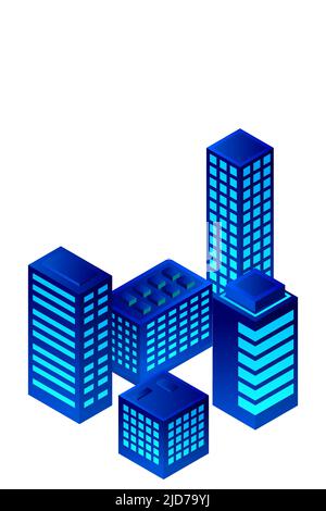 Isometric Future City. Real estate and construction industry concept. Virtual reality. Vector illustration. Stock Vector
