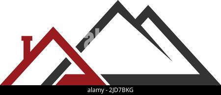 real estate home mountain logo Icon Illustration Brand Identity Stock Vector