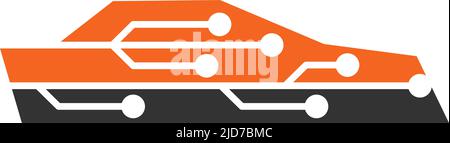 digital car technology electric logo Icon Illustration Brand Identity Stock Vector
