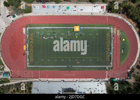 A general overall aerial view of the Moorpark High School