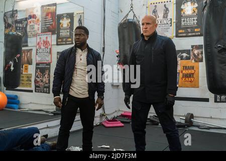 RELEASE DATE: June 24, 2022. TITLE: The Man From Toronto. STUDIO: Columbia Pictures. DIRECTOR: Patrick Hughes. PLOT: The world's deadliest assassin and New York's biggest screw-up are mistaken for each other at an Airbnb rental. STARRING: KEVIN HART as Teddy, WOODY HARRELSON as The Man From Toronto. (Credit Image: © Columbia Pictures/Entertainment Pictures) Stock Photo