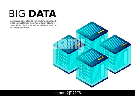 Mainframe, powered server, high technology concept, data center, cloud data storage isometric vector illustration Stock Vector