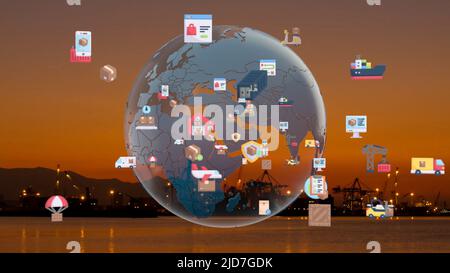 Logistics and technology concept. port view.  Stock Photo