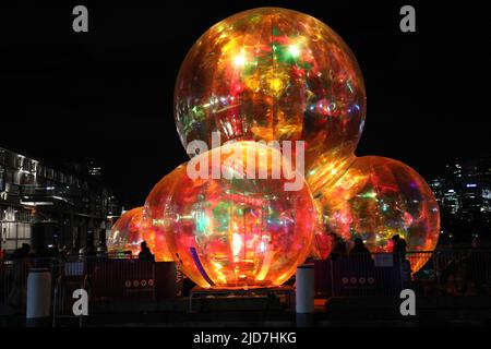 Sydney, Australia. 18th June 2022. The last day of Vivid. Vivid Sydney 2022 ran from 27 May to 18 June 2022. Pictured: Ephemeral Oceanic. Credit: Richard Milnes/Alamy Live News Stock Photo