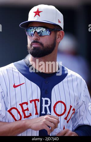 Detroit Tigers' Riley Greene jogs the base path against the Seattle  Mariners in a baseball game, Saturday, July 15, 2023, in Seattle. (AP  Photo/Lindsey Wasson Stock Photo - Alamy