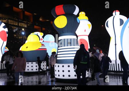 Sydney, Australia. 18th June 2022. The last day of Vivid. Vivid Sydney 2022 ran from 27 May to 18 June 2022. Pictured: Checkmate. Credit: Richard Milnes/Alamy Live News Stock Photo