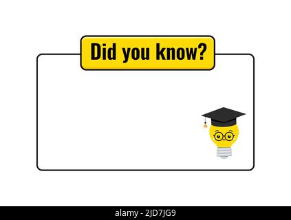 Cute light bulb and Did you know ask banner. Stock Vector