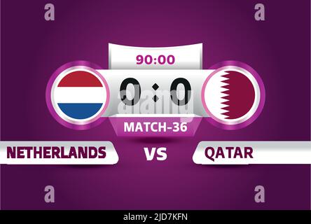 Netherlands vs Qatar, world Football 2022, Group A. World Football Competition championship match versus teams intro sport background, championship Stock Vector
