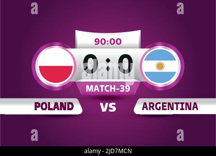 Poland vs Argentina, world Football 2022, Group C. World Football Competition championship match versus teams intro sport background, championship Stock Vector