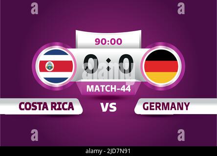 costa rica vs germany world Football 2022, Group E. World Football Competition championship match versus teams intro sport background, championship Stock Vector