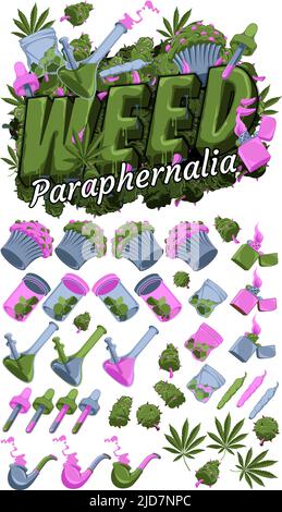 Legal Medicinal Weed Marijuana Cannabis Paraphernalia Designs Stock Vector