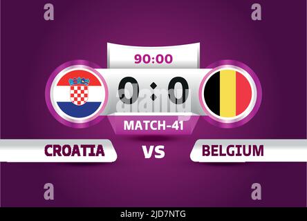 Croatia vs Belgium, world Football 2022, Group F. World Football Competition championship match versus teams intro sport background, championship Stock Vector