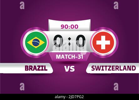 Brazil vs Switzerland, world Football 2022, Group G. World Football Competition championship match versus teams intro sport background, championship Stock Vector