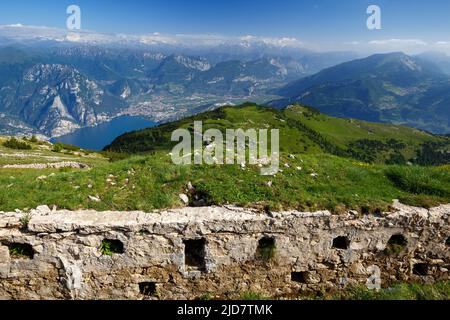 Trenches of the Great War. Altissimo di Nago mountain. Garda lake, Riva del Garda. Trentino. Italy. Europe. Stock Photo