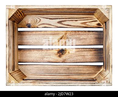 top view of wooden crate isolated on white Stock Photo