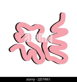 human body internal organ Small intestine.  Illustration from vector about science and medical. Stock Vector