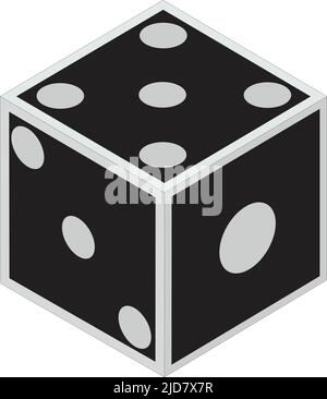 Dice cube, casino game. the icon on white background. Cube dice five dots Stock Vector