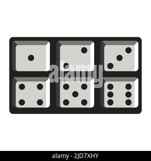 Game dice. Set of game dice, isolated on white background. Dice in a flat and linear design from one to six. Vector illustration Stock Vector