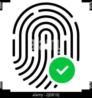 fingerprint icon with check mark Stock Vector