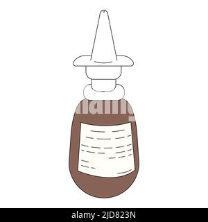 Medicine for a runny nose in the form of a spray. Vector illustration in cartoon style isolated on white background Stock Vector