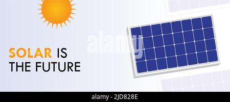 Solar Is The Future Illustration Solar Panel Sun Clean Electricity Green Renewable Power Sunlight Energy Industry Innovative Nature Energetic Stock Vector