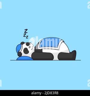 Cute sleeping panda with blanket and hat animal vector illustration Stock Vector