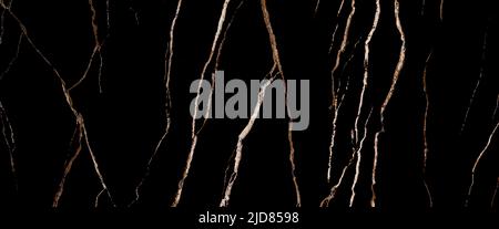 black marble background with yellow veins Stock Photo