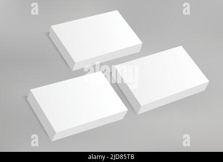 Blank 3D Box Printable Canvas Business Card White Realistic Mockup Labeling Document Cover Branding Identity Social Media Presentation Showcase Stock Vector
