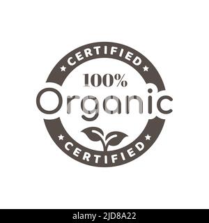 100% Organic black vector label. Product stamp, sticker or badge. Stock Vector