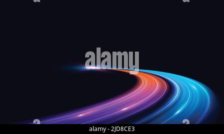Modern abstract light trails with high-speed effect. Futuristic dynamic motion technology. Movement  pattern for banner or poster design background. Stock Vector