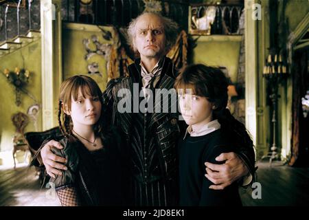 BROWNING,CARREY,AIKEN, LEMONY SNICKET'S A SERIES OF UNFORTUNATE EVENTS, 2004, Stock Photo