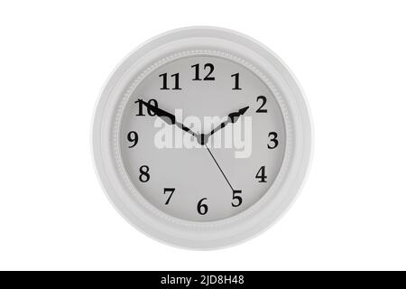 White round clock isolated on white background with clipping path Stock Photo