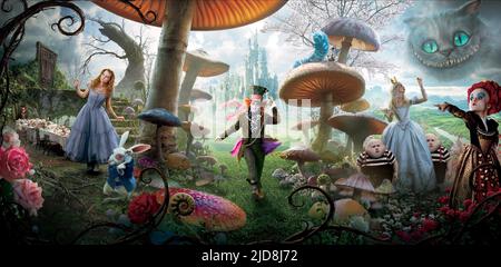 WASIKOWSKA,DEPP,LUCAS,HATHAWAY,CARTER, ALICE IN WONDERLAND, 2010, Stock Photo