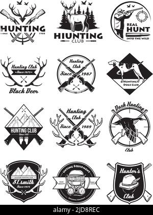 Outdoor Hunting Logo Set, Outdoor Adventure Set Stock Vector